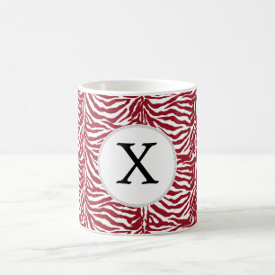 Personlig Monogram Red Zebra ränder mönster Kaffemugg