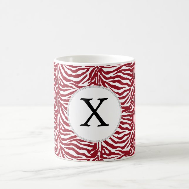 Personlig Monogram Red Zebra ränder mönster Kaffemugg (Center)