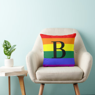 Personlig monogram regnbåge HBTQ-stolthet gåva Kudde