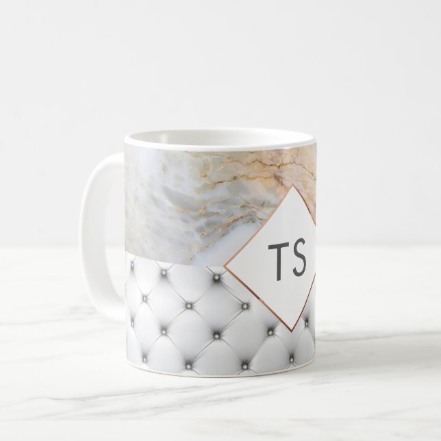 Personlig Monogram Ro Guld Grått Mugg (Framsida vänster)