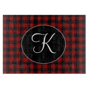 Personlig monogram röd och svart Buffalo-rutig