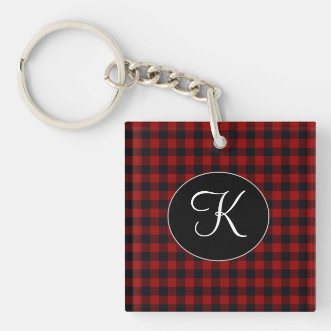 Personlig monogram röd och svart buffelkaror (Framsidan)