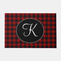 Personlig monogram röd och svart buffelplaid