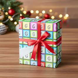 Personlig Monogram Roligt, färgglad Barns födelsed Presentpapper