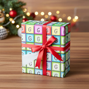 Personlig Monogram Roligt, färgglad Barns födelsed Presentpapper