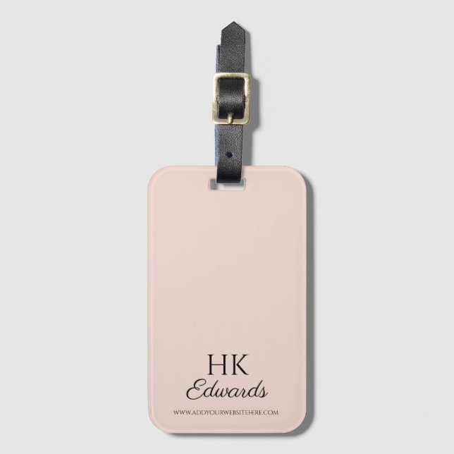 Personlig Monogram Rosa Bagage Bagagebricka (Framsida vertikal)