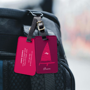Personlig Monogram Rosa för Tävla av segelbåtar Bagagebricka