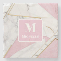 Personlig Monogram Rosa & Guld Marble