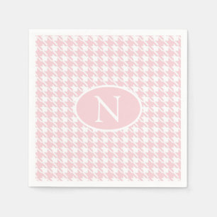 Personlig monogram rosa hundtandsrutig check pappersservett