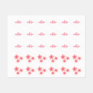 Personlig monogram Rosa Sakura blue tartan Klistermärke