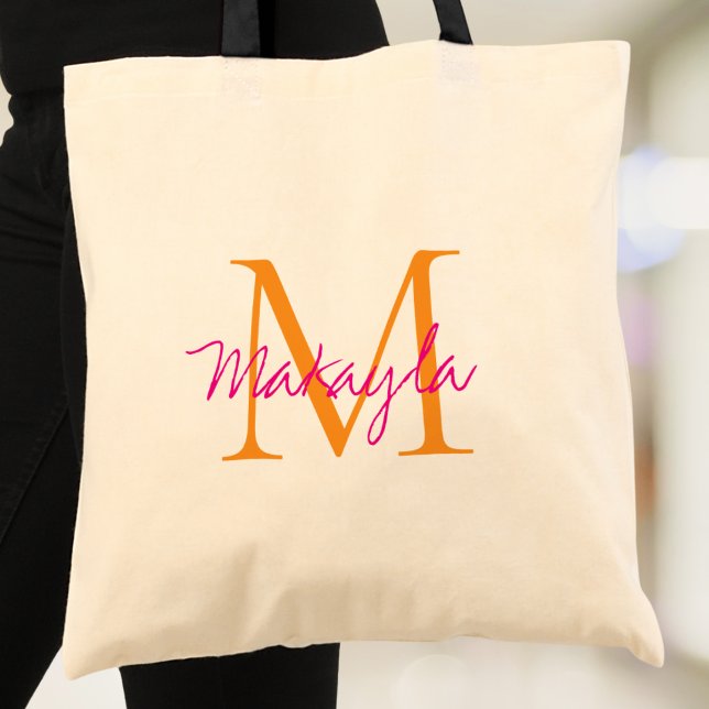 Personlig monogram rosa skrift tygkasse (Skapare uppladdad)