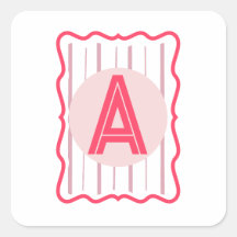 Personlig monogram rosa vågig kant