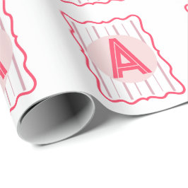 Personlig monogram rosa vågig kant presentpapper