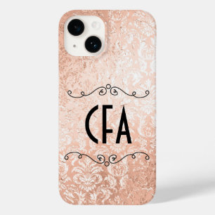 Personlig monogram roséguld damast