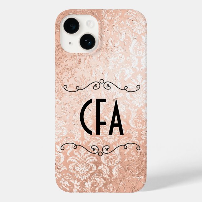 Personlig monogram roséguld damast (Baksida)
