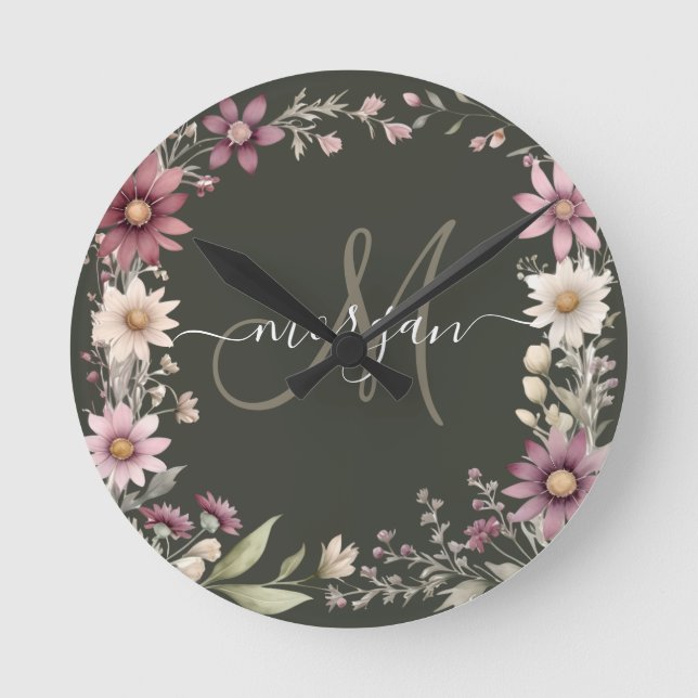 Personlig monogram rund klocka (Framsida)