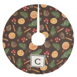 Personlig Monogram Rustic Botanical jul Julgransmatta Borstad Polyester