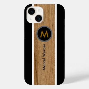 Personlig Monogram Rustic Wood Black