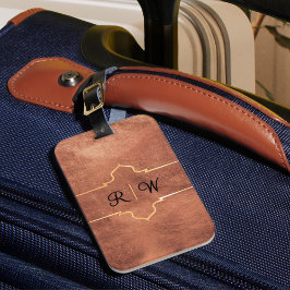 Personlig monogram rustik koppar bagagebricka