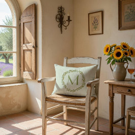 Personlig Monogram Sage Grönt Rand & oliver Prydnadskudde