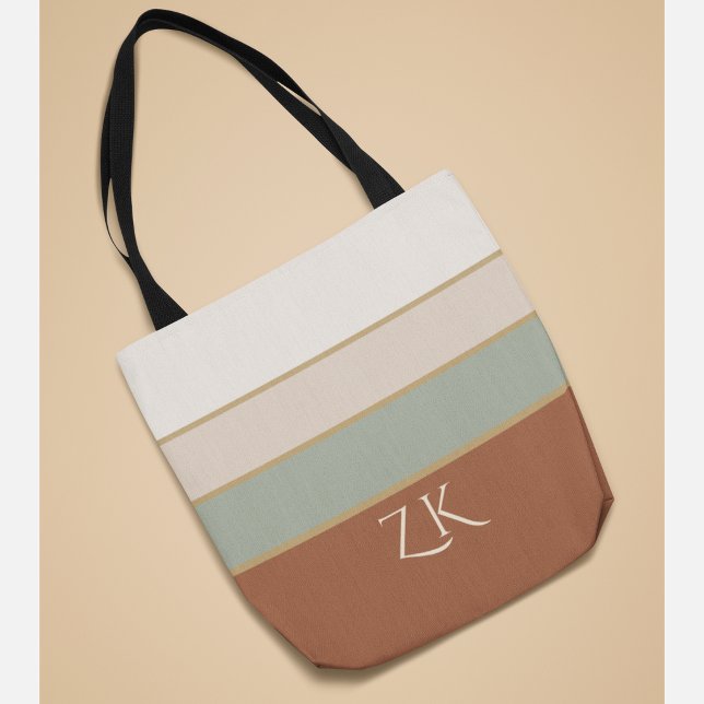 Personlig monogram Salvia Terrakotta Ränder Tygkasse (Skapare uppladdad)