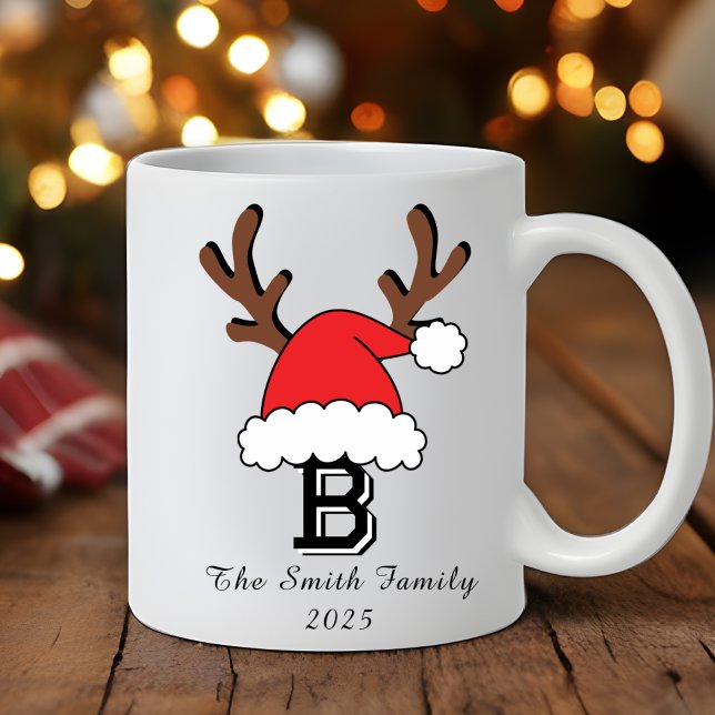 Personlig Monogram Santa Hat-familjens jul Kaffemugg (Personalized Family Christmas with Monogram Coffee Mug
)