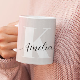 Personlig Monogram Script Boho Taupe Kaffemugg