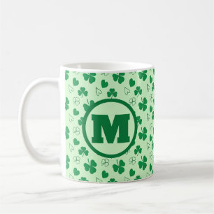 Personlig monogram Shamrock mönster grönt Mugg