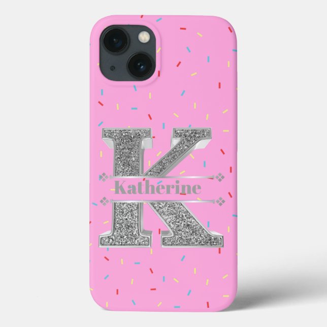 Personlig Monogram Silver - första k Ditt namn (Baksida)