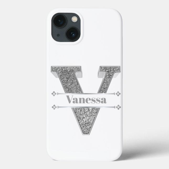 Personlig Monogram Silver - första sidan av ditt n (Baksida)