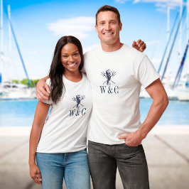 Personlig monogram Sjöhästen Marin T Shirt