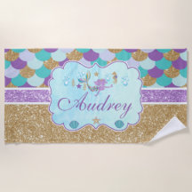 Personlig Monogram Sjöjungfru Beach Towel