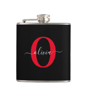 Personlig Monogram skript Namn Black White Red Fickplunta