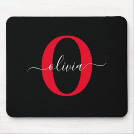 Personlig Monogram skript Namn Black White Red Musmatta