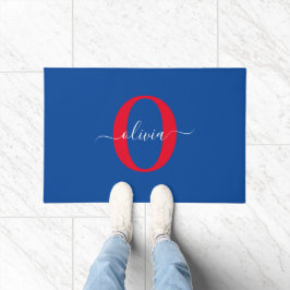 Personlig Monogram skript Namn Blue White Red