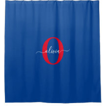 Personlig Monogram skript Namn Blue White Red