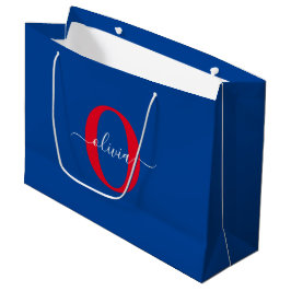 Personlig Monogram skript Namn Blue White Red