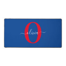 Personlig Monogram skript Namn Blue White Red