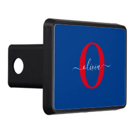 Personlig Monogram skript Namn Blue White Red Dragkroksskydd