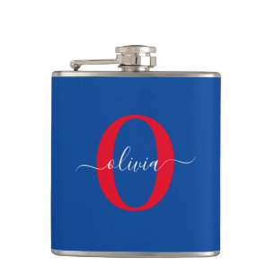 Personlig Monogram skript Namn Blue White Red Fickplunta