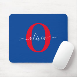 Personlig Monogram skript Namn Blue White Red Musmatta
