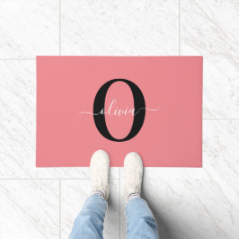 Personlig monogram skriptnamn svart vit rosa