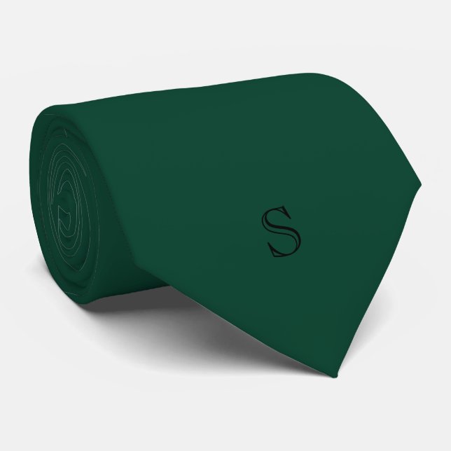 Personlig monogram smaragdgrön svart slips (Rullad)