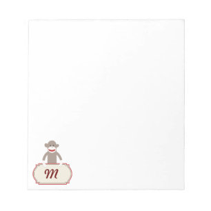 Personlig Monogram Sock monkey PM Anteckningsblock