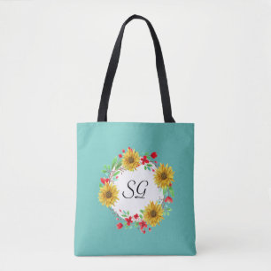 Personlig Monogram Solros Handla Tygkasse