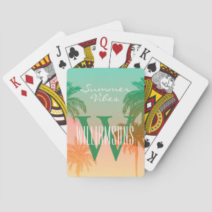 Personlig Monogram Sommar Vibes Handflatan Träd Casinokort