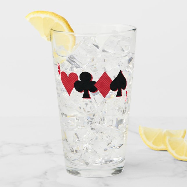 Personlig Monogram spelkortsbrygga och Poker Glaskopp (Framsida Ice)