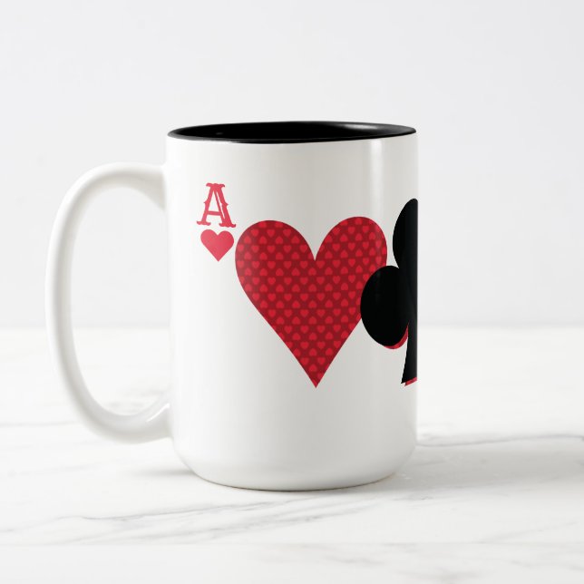Personlig Monogram spelkortsbrygga och Poker Två-Tonad Mugg (Vänster)