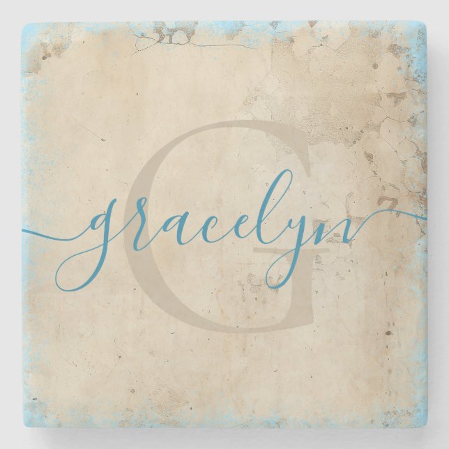 Personlig Monogram Stone Underlägg (Framsidan)