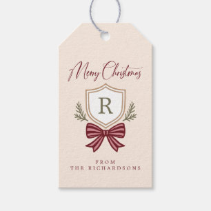 Personlig Monogram stripe Bow God jul Presentetikett